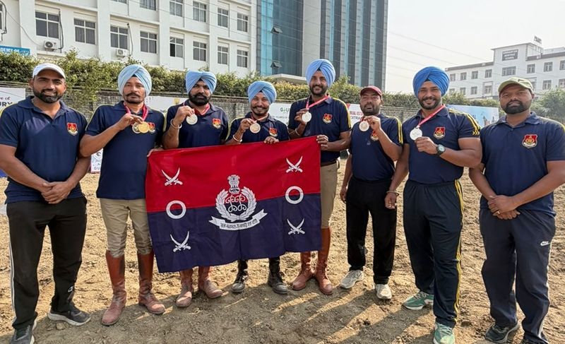 Punjab Police Inspector Lakhwinder Singh won the gold medal in the individual fencing category at the Masters International Tent Pegging Championship